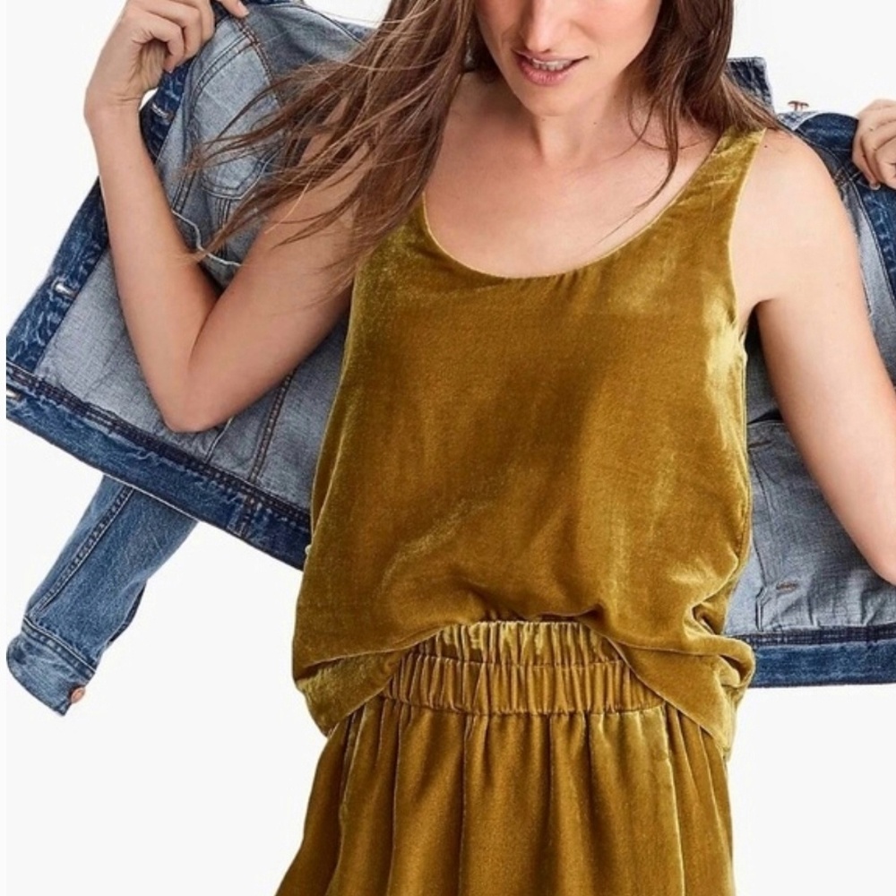 NWT J Crew Velvet Tank Top in Gold Mustard